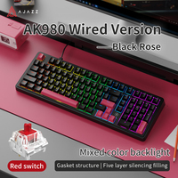 Ajazz AK980 Keyboard Mekanik Gaming USB Berkabel dengan Lampu Latar RGB, Layout 98%, Struktur Gasket untuk Permainan PC