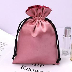Bolsa de Satén Rosa con Logotipo Personalizado para Perfume, Joyería, Embalaje de Lujo, Bolsa de Seda para Cabello - Product Image 2