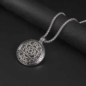 Seal salomone stella a sei punte 12 segno zodiacale ciondolo stereoscopico esagramma collane da uomo in acciaio inossidabile - Product Image 4