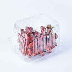 1000g Recycelbare Obst-Kirsch-Trauben-Klappbox PET Transparenter Frischtrauben-Behälter mit Boden und Deckel mit Löchern - Product Image 4