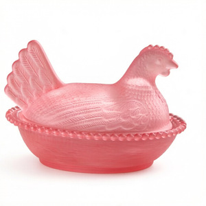 Tempat Permen Kaca Kristal Little Hen, Wadah Penyimpanan Ayam Desain Tradisional Berlapis Warna-warni, Kontainer Kreatif - Product Image 5