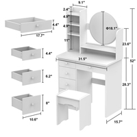 Coiffeuse moderne 2026 avec miroir et tiroirs, bureau de maquillage en bois pour chambre de fille