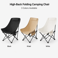Chaise longue de plage pliable en acier au carbone à dossier haut, portable, pour barbecue et pêche