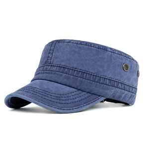 Casquette Cadette Tactique à Dessus Plat en Coton Lavé Vert Olive Vieilli Vintage de Haute Qualité pour Hommes - Product Image 4