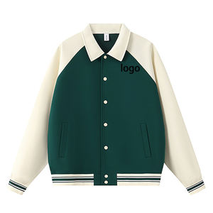 Chaqueta de Béisbol de Moda con Mangas Raglán y Solapa de Algodón de 380 g, Estampado Personalizado, Holgada, Estilo Béisbol, Prenda Exterior - Product Image 3