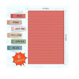 Vintage Style Multicolor Lined Sticky Notes (4x6 Inches) 45 Sheets Per Color Decorative Self-adhesive <b>Memo</b> <b>Pads</b> - Product Image 3