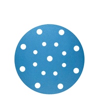 Disque abrasif en papier de verre zirconium bleu OEM de qualité supérieure, 6 pouces (150 mm), 17 trous, avec fixation auto-agrippante, pour le polissage des métaux lourds