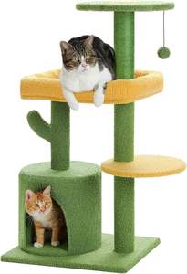 Arbre à <span class=keywords><strong>chat</strong></span> de style cactus avec griffoirs en sisal, perchoir en peluche et jouet suspendu-Condo et grattoir <span class=keywords><strong>pour</strong></span> <span class=keywords><strong>chat</strong></span> d'intérieur à plusieurs niveaux - Product Image 4