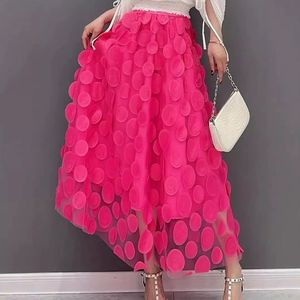 Nouvelle jupe longue décontractée en mousseline de soie pour <span class=keywords><strong>femme</strong></span>, style européen et américain, printemps-été, avec doublure - Product Image 1