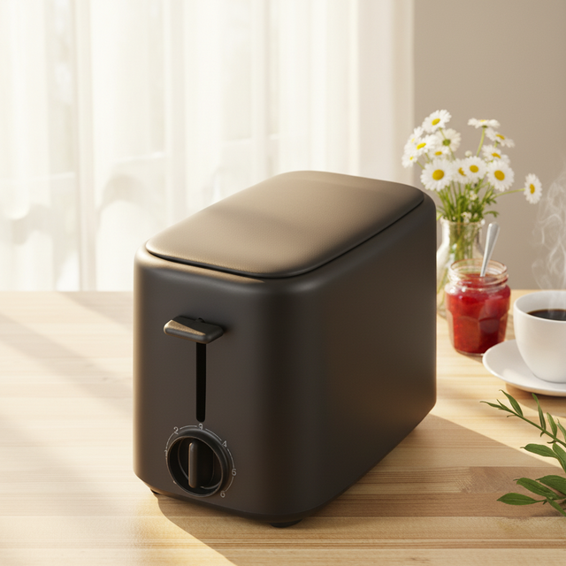 OHIGITECKI 700W 2 Slice Plastic Cool Touch Auto Pop up Toaster  Bread Toaster  With Cover Lid for Car Hotel Use Household
