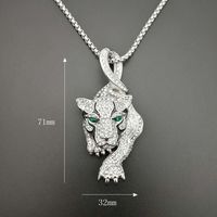 Collier pendentif tête de léopard en or personnalisé pour homme, serti de pierres