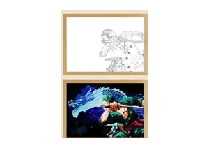 Luffy Lâmpada de luz decorativa para anime, quadro de fotos com luz brilhante de três cores, luxuosa, luminosa, para pintura, pôster de suspensão