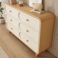 Commode moderne en bois massif à six tiroirs, armoire de rangement à bords arrondis, organisateur de chambre à coucher, buffet de salon