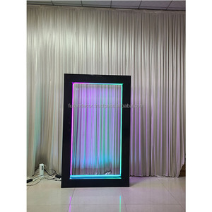 Arche de fond en fer forgé à LED cadre en métal noir et blanc verre transparent peut être utilisé pour les fêtes de mariage - Product Image 4