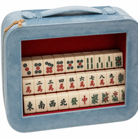 Étui de rangement de luxe en velours bleu pour jeu de Mahjong, avec fenêtre, portable, à fermeture éclair, pour voyage, organisateur de tuiles, cadeau personnalisé en gros