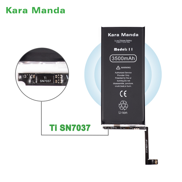 Kara Manda OEM Custom Support Replacement Battery Ti Chip for iPhone 5 5s Se 6 6s 7 8 Plus X Xr Xs 11 12 13 Pro Max Se2020