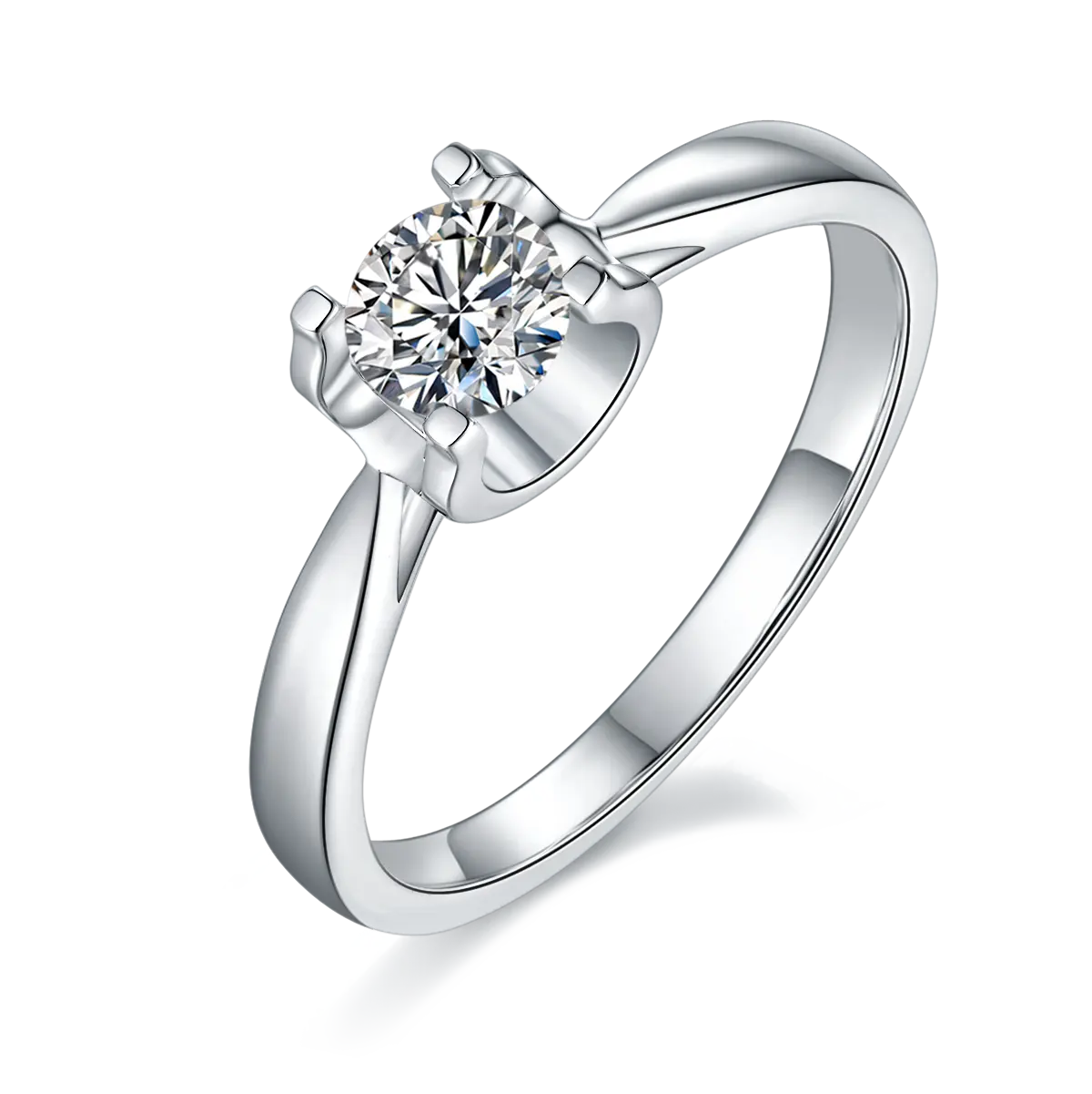 Populaire Mode Sieraden Wit Verguld S925 Bruiloft Diamant D Kleur Vvs Moissanite Ronde Ring 0.5ct Verlovingsringen