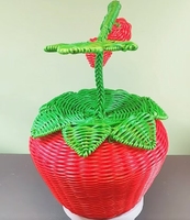 Panier à fruits décoratif en rotin avec couvercle, panier de rangement, organisateur, cadeau artisanal mignon, rangement exquis bleu