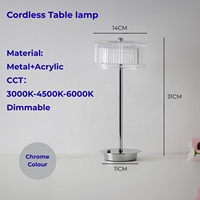 Lampe de table sans fil de luxe en cristal, LED à piles, pour événements, décoration, avec variateur tactile, pour banquets, mariages, douches nuptiales, hôtels, jardins