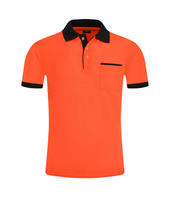 Polo à poche poitrine contrastante, manches courtes respirantes, uniforme pour personnel de restaurant, logo personnalisé, vente en gros