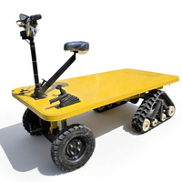 Chariot à plateforme électrique tout-terrain robuste motorisé à chenilles arrière en caoutchouc pour outils agricoles et de transport