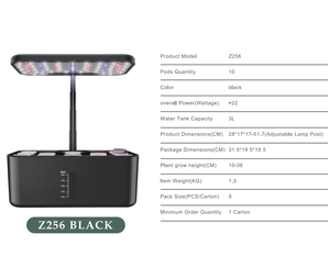 Système de culture hydroponique d'intérieur avec réservoir d'eau de 3 L et éclairage LED à spectre complet pour la culture d'herbes, de légumes et de semis - Product Image 6