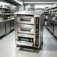 Four à gaz commercial à trois niveaux sur pied en acier inoxydable, équipement de boulangerie à chauffage indépendant pour fast-food et snack-bars