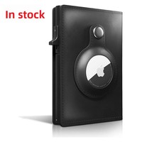 Porte-cartes en cuir véritable pour homme avec étui en aluminium anti-RFID