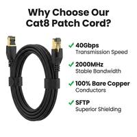 Câble réseau RJ45 sur mesure 1m/5m/10m/50m/100m Cat5e/Cat6/Cat6a/Cat7/Cat8 UTP FTP SFTP Cat 8 Câble Ethernet RJ45 Cordon de raccordement