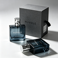 Meilleur prix, flacon de parfum en verre carré de 30 ml, flacon de parfum bleu vide, flacon de parfum en stock avec vaporisateur et couvercle, 50 ml, 100 ml