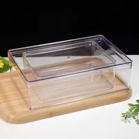 Boîte d'emballage alimentaire transparente de qualité supérieure en PS, boîte en plastique rigide rectangulaire pour gâteau à la crème, biscuits, sushis, en-cas