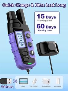 충격 고리 2 개 1640 피트 개를 위한 방수 훈련 고리 대형 중형 소형 충전식 원격 개 껍질 제어 - Product Image 6