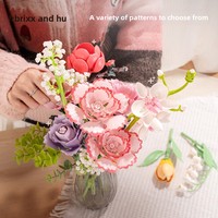 Blocs de construction, fleurs artificielles, lys, tulipes, pivoines, œillets, fleurs préservées, jouet éducatif, compatible avec les briques de marque