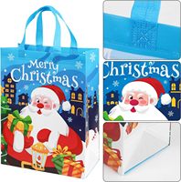 Sac en non-tissé imprimé Père Noël et bonhomme de neige, réutilisable, pliable, pour courses et emballage cadeau, avec logo personnalisé, Joyeux Noël
