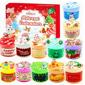 Kit de Slime de 24 Días y 12 Colores, Caja Sorpresa de Cuenta Regresiva Navideña, Regalo de Navidad - Product Image 1