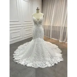 Lace Modest Wedding Gown Fit Flare Mermaid Tail Bridal Wedding Dress Wedding Gowns for Plus Size women