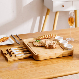 Juego de tabla de quesos de bambú Maoxing con cuencos de cerámica y cuchillos para uso doméstico - Product Image 4