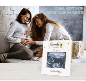 Cadre photo tendance imprimé UV pour suivi hebdomadaire des étapes de <span class=keywords><strong>grossesse</strong></span> (fruits et légumes) et première image d'échographie de la croissance du fœtus - Product Image 1