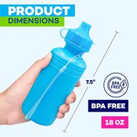 Botella de Agua Deportiva de Plástico para Niños, Libre de BPA, con Tapa de Empuje y Tirador, Reutilizable, para la Escuela y Actividades al Aire Libre