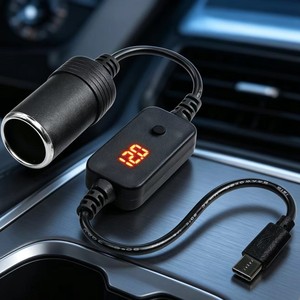 Adaptador de encendedor de coche a USB tipo C, voltaje ajustable de 12V, 5V, 9V, 15V, 20V para cargador de coche - Product Image 1