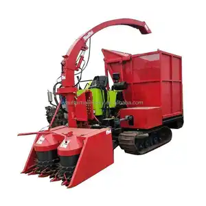Double rows corn silage green forage harvester with track wheel mini corn forage maize silage harvesting machine price for farm