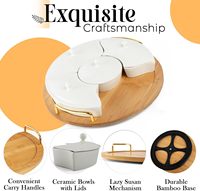 Ensemble de service à croustilles et à trempette, bol à trempette en céramique/bois avec plateau à croustilles, ensemble de service à collation pour fête de mariage, vente en gros
