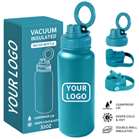 Gourde sportive en acier inoxydable 32 oz, bouteille d'eau isolée sous vide à double paroi avec bouchon magnétique pour le cyclisme et la randonnée