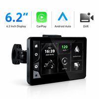 Carplay Portabel 6.2 Inci untuk Sepeda Motor dengan Kamera Ganda DVR 1000NIT Kecerahan Ultra Tinggi Sistem GPS Navigator Androidauto