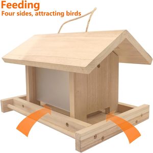 Mangiatoia per Uccelli da Esterno in Legno: Mangiatoia di Grande Capacità per Uccelli Selvatici da Giardino - Passeri, Galli e Azzele - Product Image 4