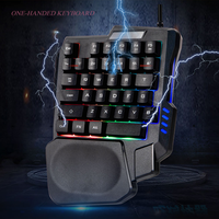 Clavier de jeu ergonomique OEM à 35 touches avec rétroéclairage RGB, filaire USB, pour une utilisation à une main, avec repose-poignets pour téléphone et tablette