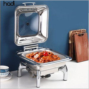 Restaurant Buffet Supplies High Quality Chafing Dish Round Electric <strong>Fuel</strong> 6 qt Hydraulic <strong>Chaffing</strong> Dish with Divider Pan - Product Image 3