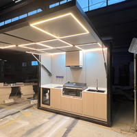 Cuisine extérieure moderne en acier inoxydable 304 de luxe, îlot BBQ modulaire, évier intégré, ignifuge, professionnelle, résistante aux intempéries