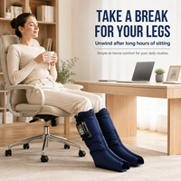Masseur de jambes à compression d'air rechargeable, bottes de massage pour les pieds et les mollets, portable sans fil pour la circulation sanguine, la récupération et le soulagement de la douleur