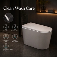 WC intelligent électrique blanc en forme d'œuf avec bidet intégré, siège chauffant, capteur de chasse d'eau, couvercle automatique et télécommande